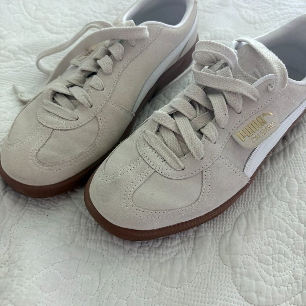 Puma Palermo Sneakers | Tan & Cream Retro Trainers | Men’s 8.5 / Women’s 10 (EU - Picture 7 of 7